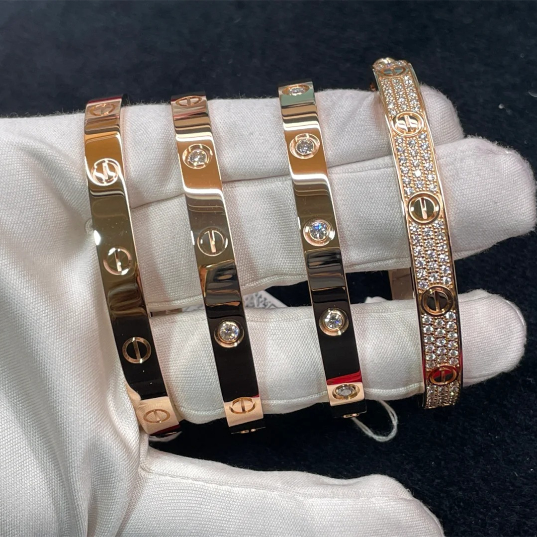 18K Gold Cartier Love Bracelet, 4 Diamonds, 10 Diamonds