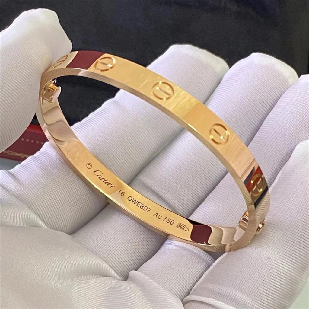 18K Gold Cartier Love Bracelet, 4 Diamonds, 10 Diamonds