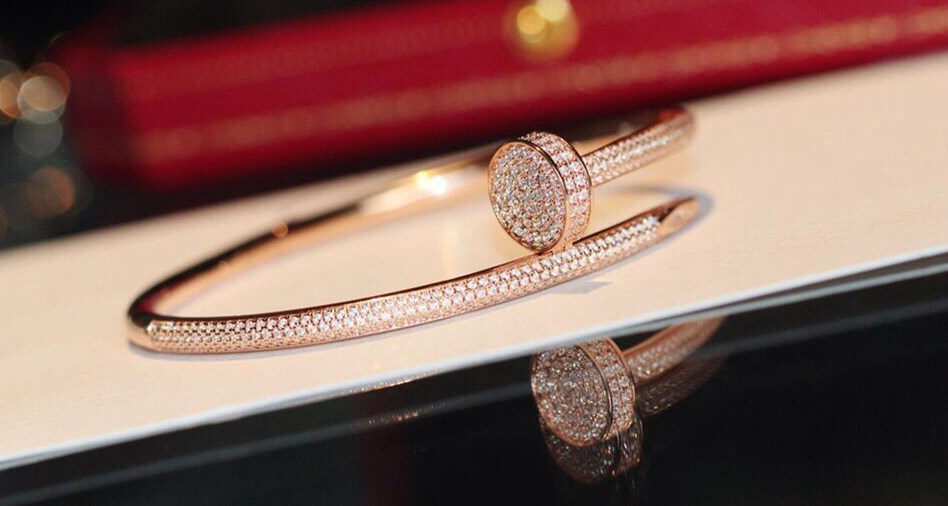 18K Gold Cartier Nail Bracelet Full Diamond - Cartier Jewelry - 1