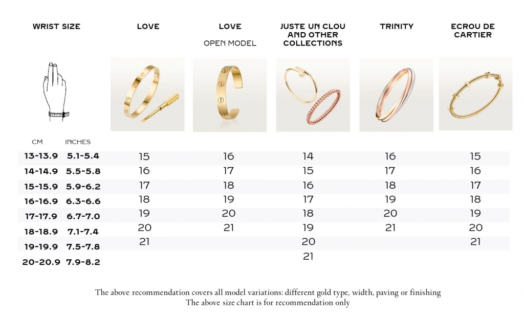 18k Gold Bracelet Size Guide -  - 1