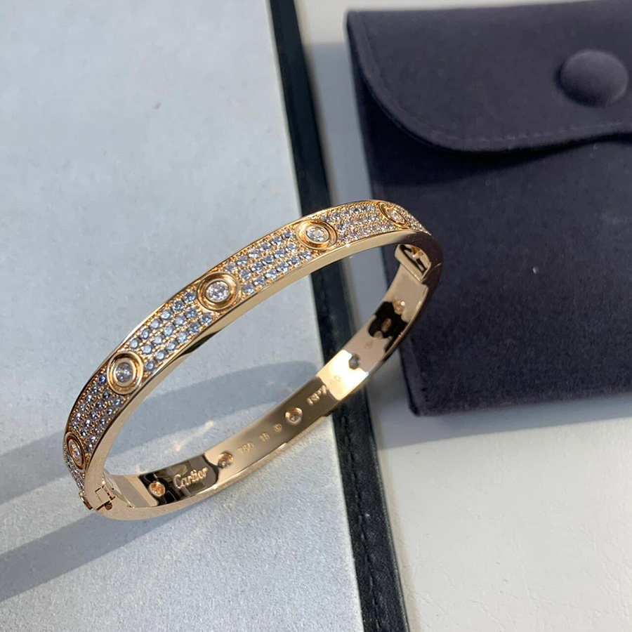 18K Gold Cartier Diamond Paved Love Bracelet