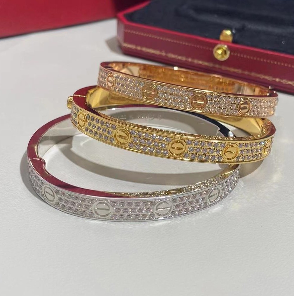 18K Gold Cartier Love Bracelet Diamond Paved