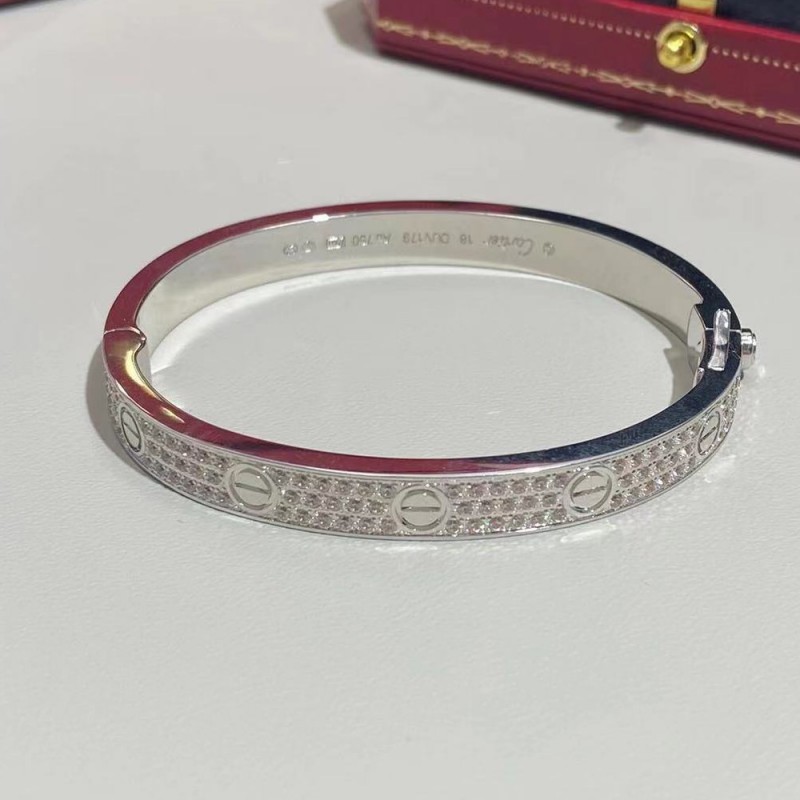 18K Gold Cartier Love Bracelet Diamond Paved