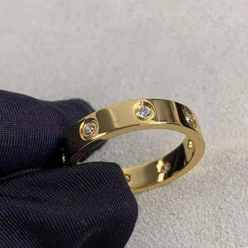 18K Gold Cartier Love Ring 3 Diamonds, 8 Diamonds - Cartier Jewelry - 2