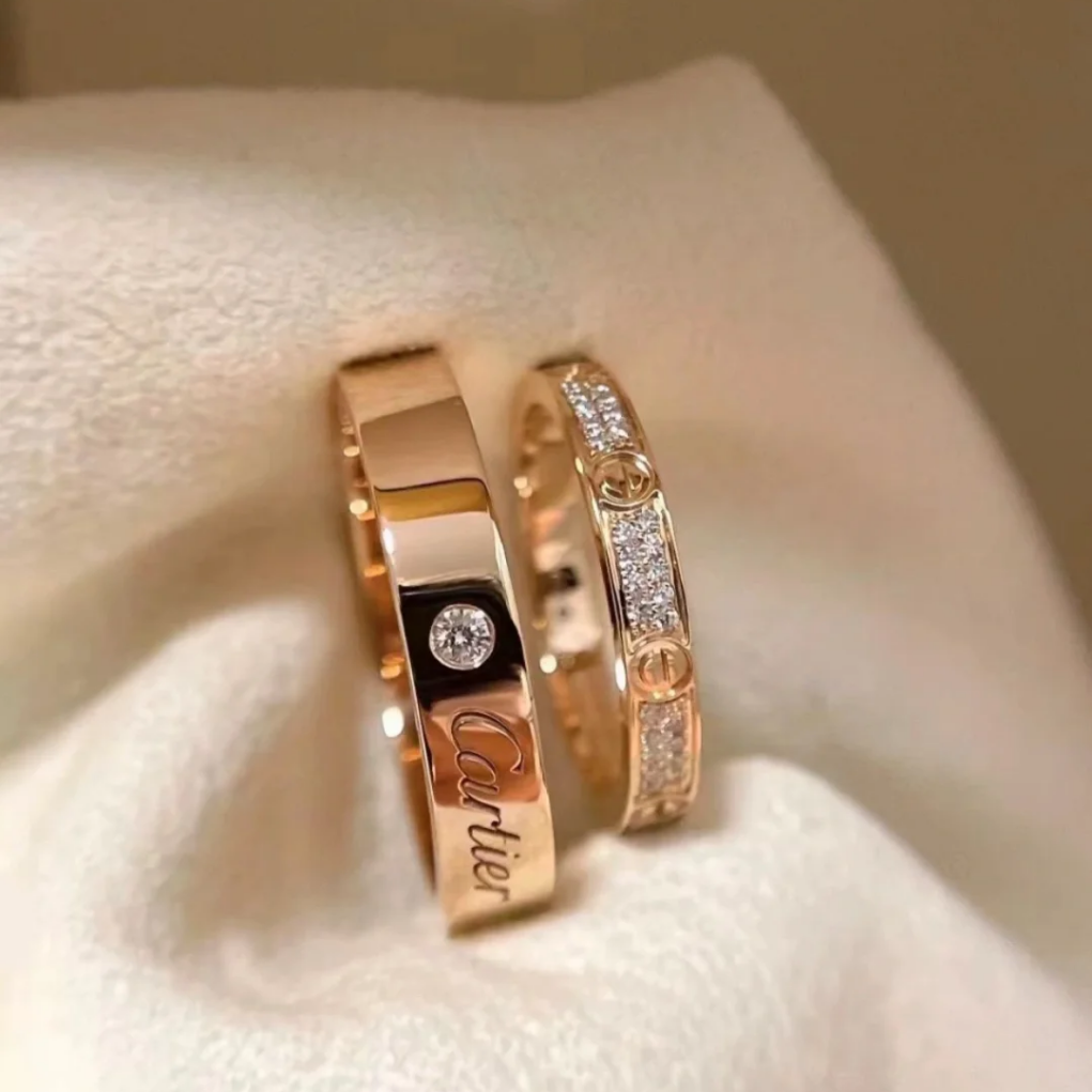 18K Gold Cartier Love Ring Pave Diamonds