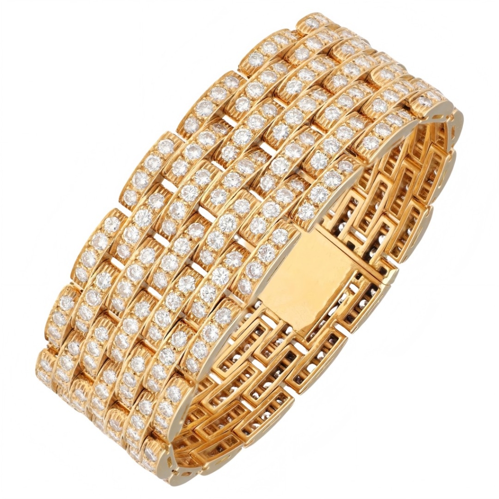 18k Yellow Gold Cartier Maillon Panthére 7 Row Diamonds Bracelet - Cartier Jewelry - 1